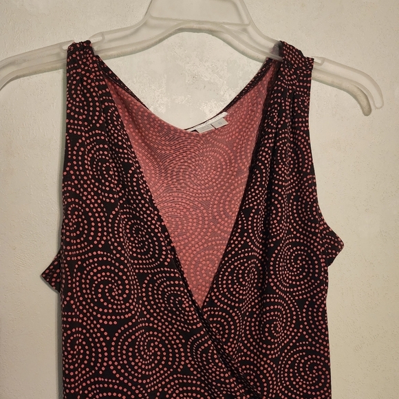 London Times Midi Sheath Elegant Swirl Pattern Sleeveless Dress Size 6 Tie Belt - Picture 4 of 12